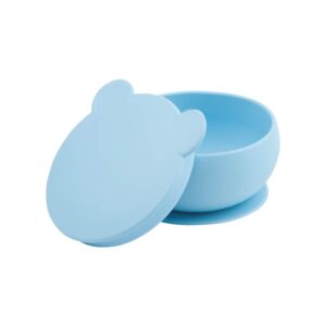 Minikoioi Bowly Stay-Put Suction Bowl with Lid - Mineral Blue
