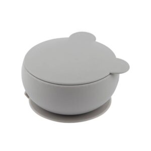 Minikoioi Bowly Stay-Put Suction Bowl with Lid - Powder Gray