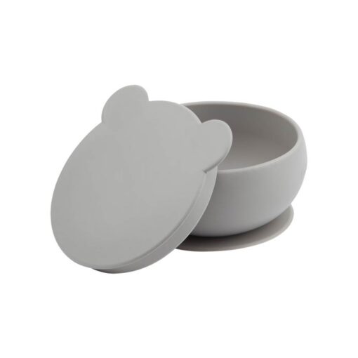 Minikoioi Bowly Stay-Put Suction Bowl with Lid - Powder Gray Minikoioi Bowly Stay-Put Suction Bowl with Lid - Powder Gray