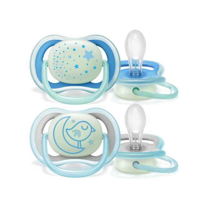 Philips Avent Ultra Air Nighttime Pacifiers (6-18m) for Boy, Stars & Moon - 2 Pcs