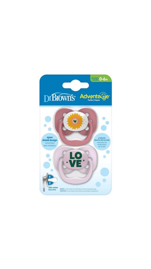 Dr. Brown's Advantage Pacifier (0-6m) Pink - 2 Pcs Dr. Brown's Advantage Pacifier (0-6m) Pink - 2 Pcs