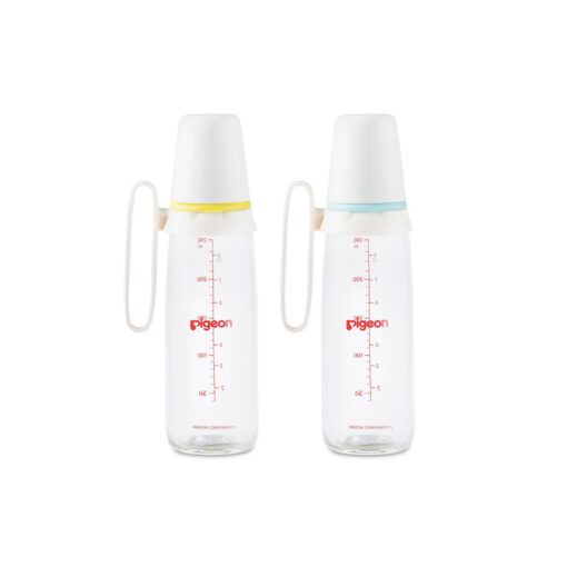 PigeonLightBlueYellowGlassBottles