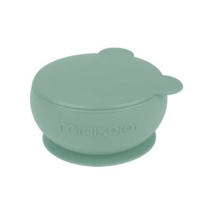 Minikoioi Bowly Stay-Put Suction Bowl with Lid - River Green