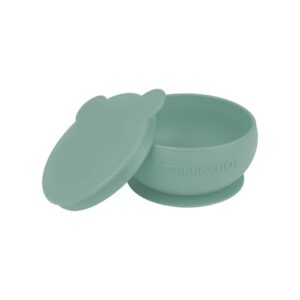 Minikoioi Bowly Stay-Put Suction Bowl with Lid - River Green