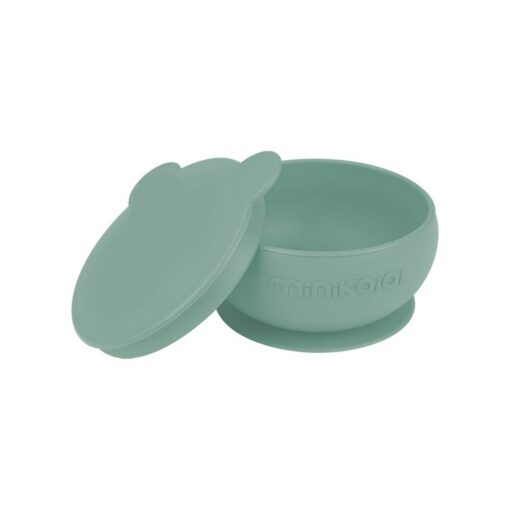 Bowly-RiverGreen02 Minikoioi Bowly Stay-Put Suction Bowl with Lid - River Green