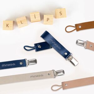 Minikoioi Klips Leather Pacifier and Teether Holder 