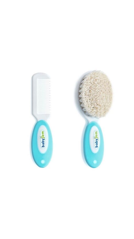 Babyjem Natural Bristle Brush & Comb Set - Blue Babyjem Natural Bristle Brush & Comb Set - Blue