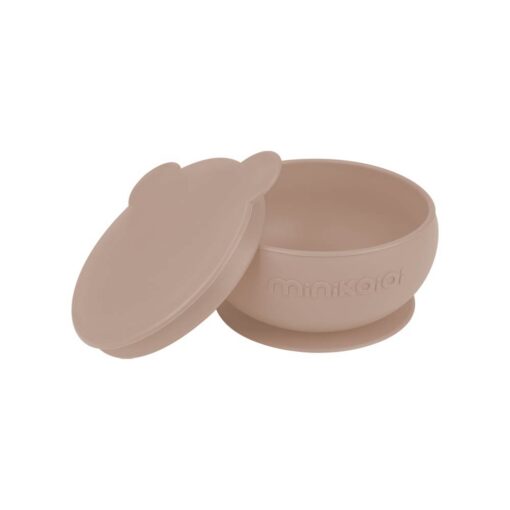 Bowly-BubbleBeige02 Minikoioi Bowly Stay-Put Suction Bowl with Lid - Bubble Beige