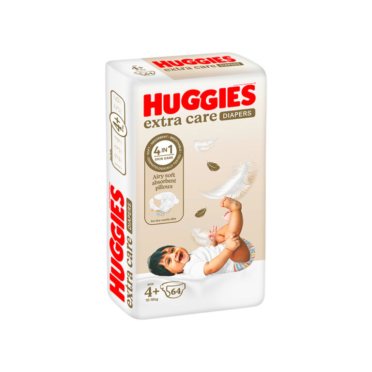Huggies Extra Care Size 4+ (10-16kg) - 64 Diapers Jumbo Pack