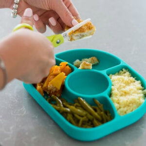 BBLuv---Yumi-Anti-Spill-Silicone-Plate-and-Spoon-Set---Green--4