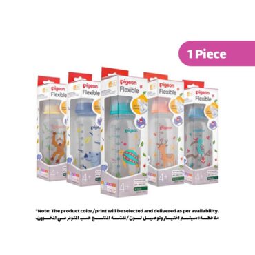 Pigeon Slim Neck Clear Cap Plastic Bottle (4m+) 240ml Animals