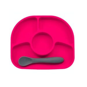 Bbluv-Yumi-Anti-Spill-Silicone-Plate-and-Spoon-Set-Pink