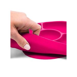 Bbluv-Yumi-Anti-Spill-Silicone-Plate-and-Spoon-Set---Pink-2