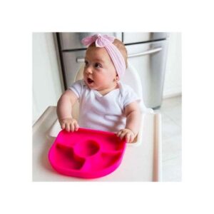 Bbluv-Yumi-Anti-Spill-Silicone-Plate-and-Spoon-Set---Pink-3
