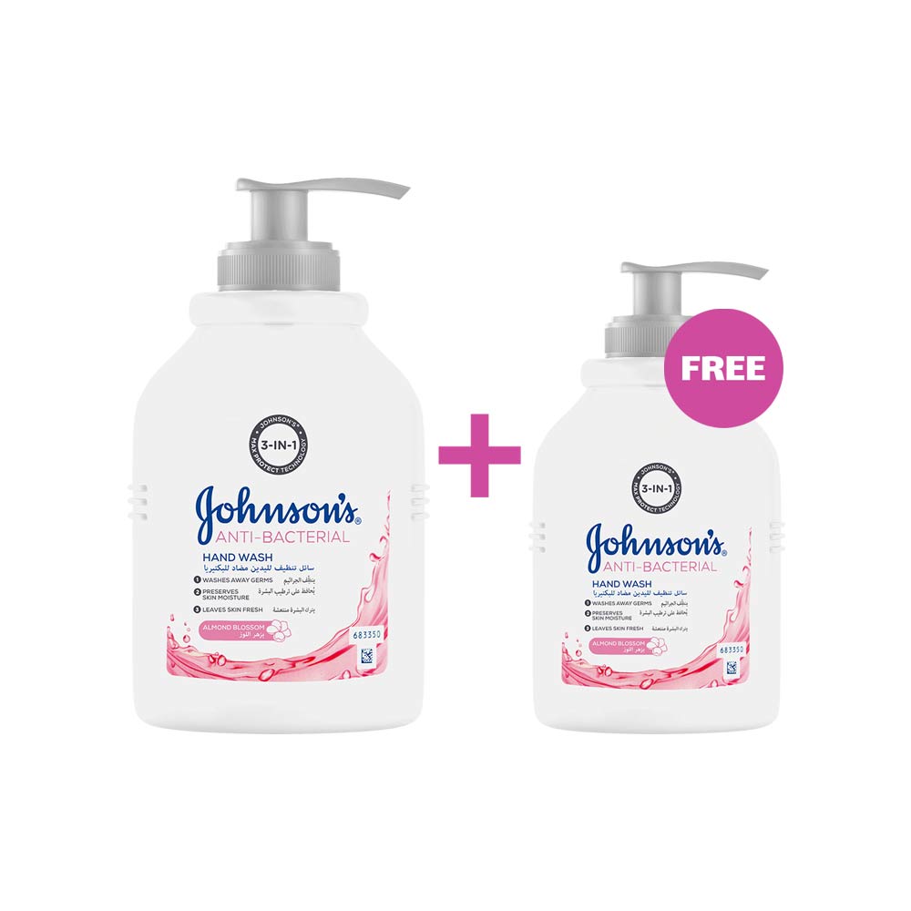 Johnson's Anti Bacterial Hand Wash, Almond Blossom 500ml + 300ml FREE