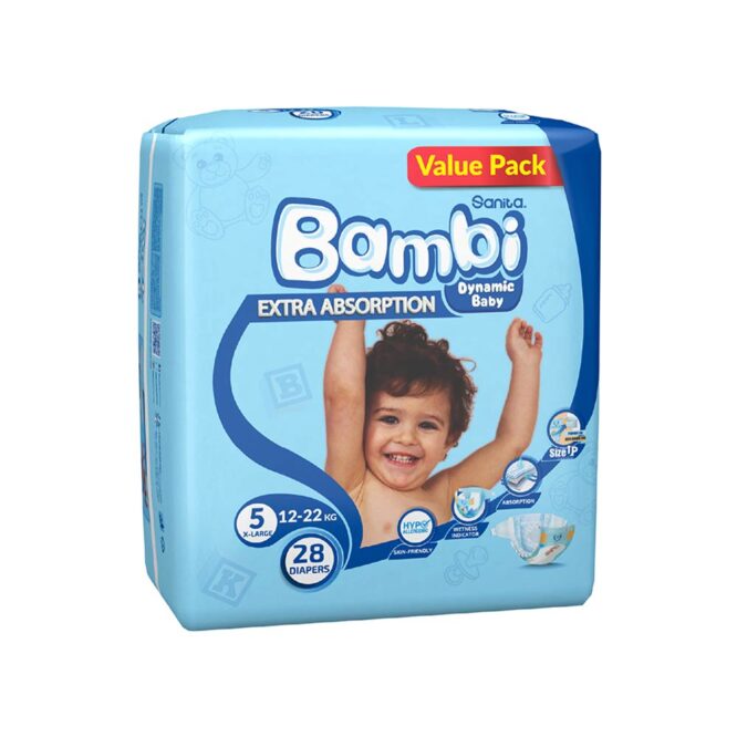 Sanita Bambi Size 5 X-Large (12-22kg) - 28 Diapers Value Pack