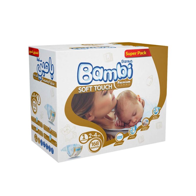 Sanita Bambi Size 1 Newborn (2-4kg) - 168 Diapers Super Pack
