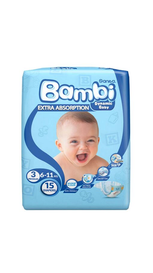 SanitaBambiSize3Medium611kg15Diapers2 SanitaBambiSize3Medium611kg15Diapers2