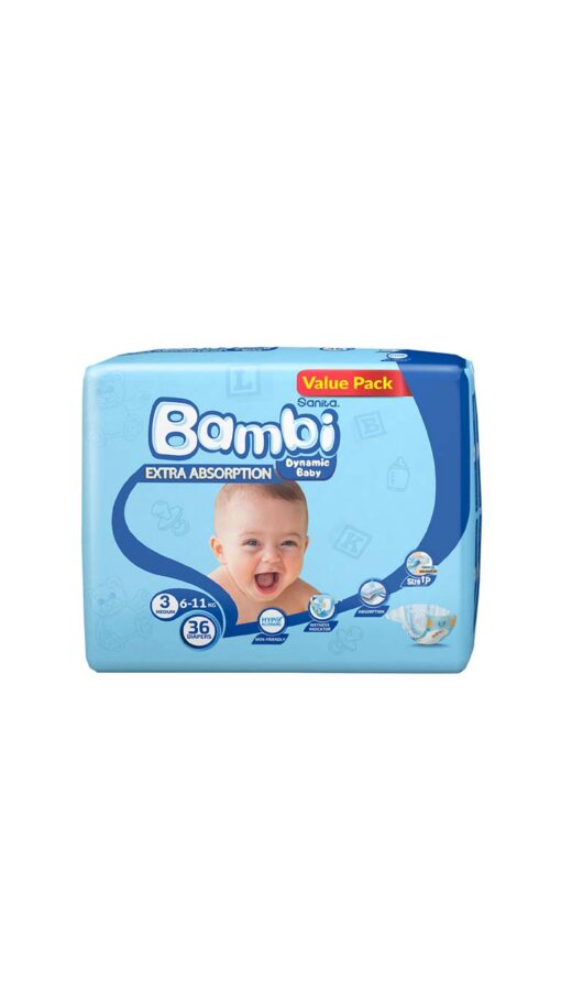 SanitaBambiSize3Medium(6-11kg)36DiapersValuePack2 SanitaBambiSize3Medium