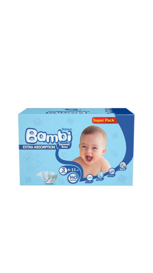 SanitaBambiSize3Medium(6-11kg)140DiapersSuperPack2 SanitaBambiSize3Medium(6-11kg)140DiapersSuperPack2