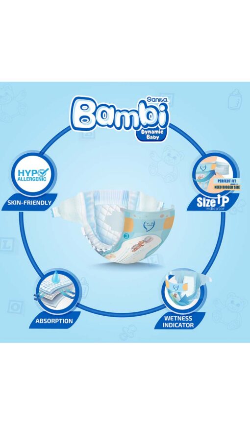SanitaBambiSize3Medium(6-11kg)140DiapersSuperPack3 SanitaBambiSize3Medium(6-11kg)140DiapersSuperPack3