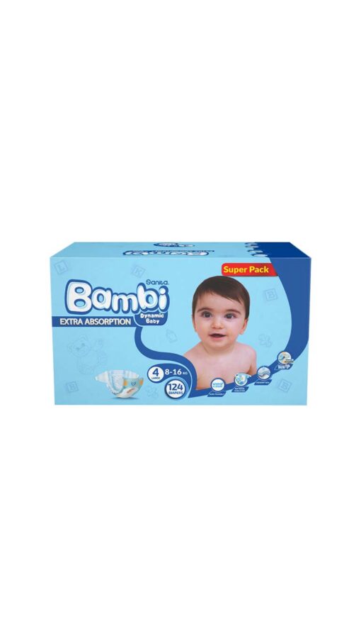 SanitaBambiSize4Large(8-16kg)124DiapersSuperPack2 SanitaBambiSize4Large(8-16kg)124DiapersSuperPack2