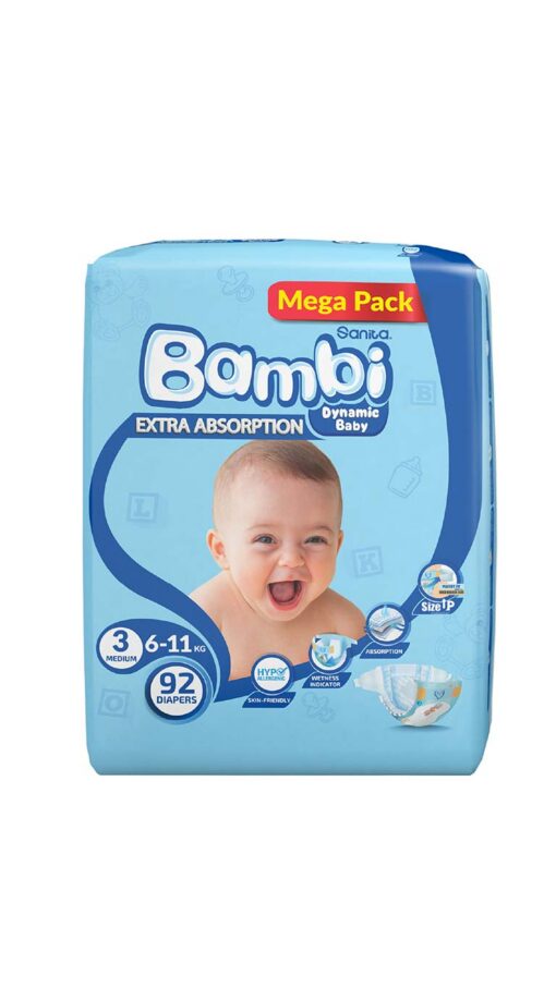 SanitaBambiSize3Medium(6-1kg)92DiapersMegaPack2 SanitaBambiSize3Medium(6-1kg)92DiapersMegaPack2