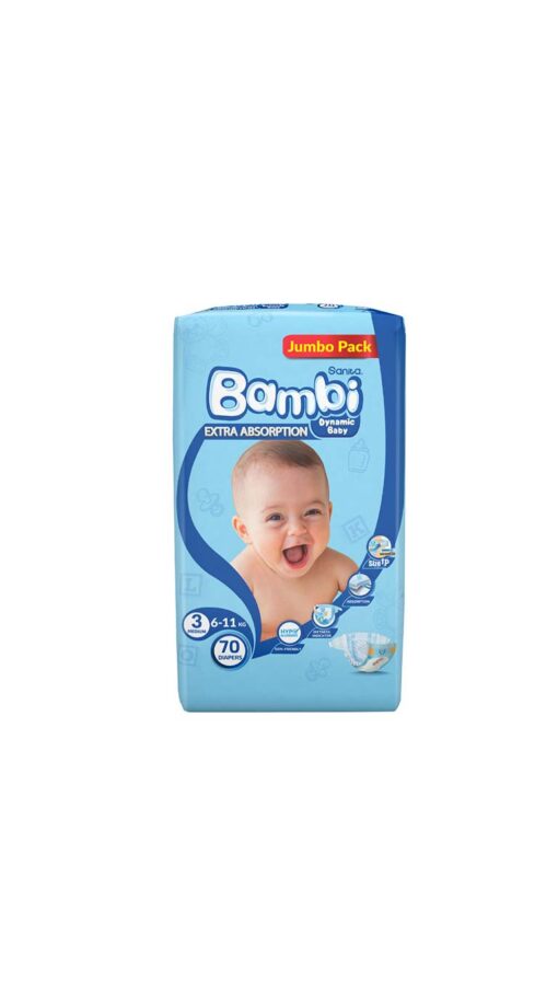 SanitaBambiSize3Medium(6-11kg)70DiapersJumboPack2 SanitaBambiSize3Medium
