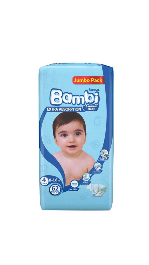 SanitaBambiSize4Large(8-16kg)62DiapersJumboPack2 SanitaBambiSize4Large(8-16kg)62DiapersJumboPack2