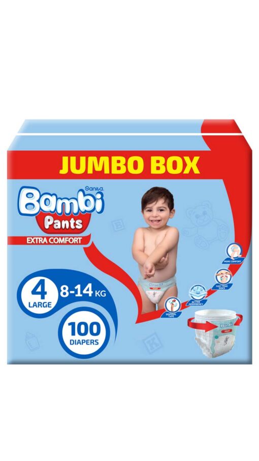 SanitaBambiSize4Large(8-14-kg)100PantsJumboBox3 SanitaBambiSize4Large(8-14-kg)100PantsJumboBox3