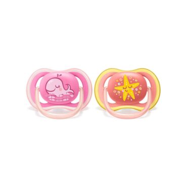Philips Avent Ultra Air Pacifiers (6-18m) for Girl, Whale & Star - 2 Pcs