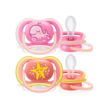 Philips Avent Ultra Air Pacifiers (6-18m) for Girl, Whale & Star - 2 Pcs