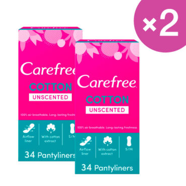 Carefree Cotton Feel Unscented - 68 Pantyliner (Pack of 2)