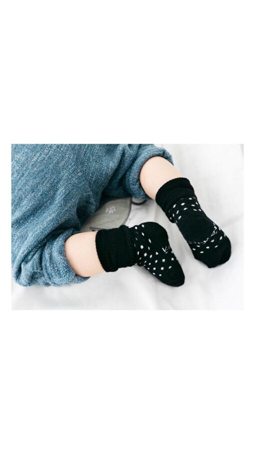 KipkepStayOnsocksbLack KipKep Bio Stay-on-Socks Black & White Dots - 2 Pairs