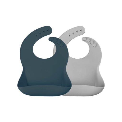 Minikoioi Basics Bib - Deep Blue & Powder Gray - 2 Pcs Minikoioi Basics Bib - Deep Blue & Powder Gray - 2 Pcs