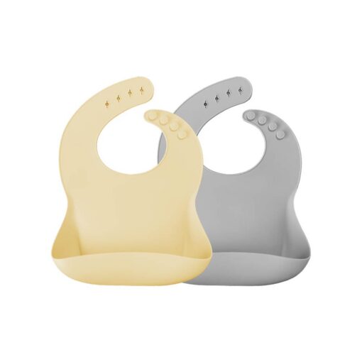 BasicBib-MellowYellow&PowderGray Minikoioi Basics Bib - Mellow Yellow & Powder Gray - 2 Pcs