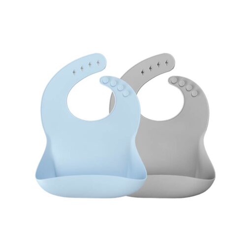 BasicBib-MineralBlue&PowderGray Minikoioi Basics Bib - Mineral Blue & Powder Gray - 2 Pcs