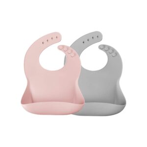 Minikoioi Basics Bib - Pinky Pink & Powder Gray - 2 Pcs