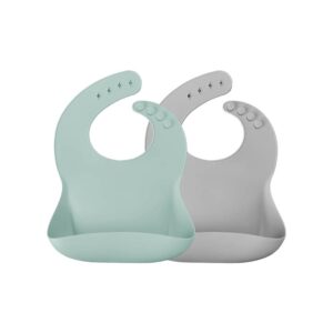 Minikoioi Basics Bib - River Green & Powder Gray - 2 Pcs