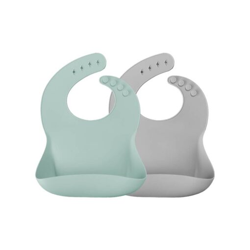BasicBib-RiverGreen&PowderGray Minikoioi Basics Bib - River Green & Powder Gray - 2 Pcs