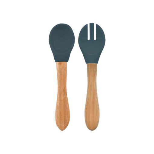 Minikoioi Dig In Spoon & Fork with Bambo Handle - Deep Blue