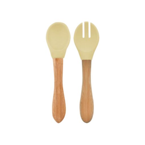 Dig-In-Spoon-Fork-Set-MellowYellow Minikoioi Dig In Spoon & Fork with Bambo Handle - Mellow Yellow