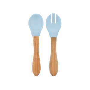 Minikoioi Dig In Spoon & Fork with Bambo Handle - Mineral Blue