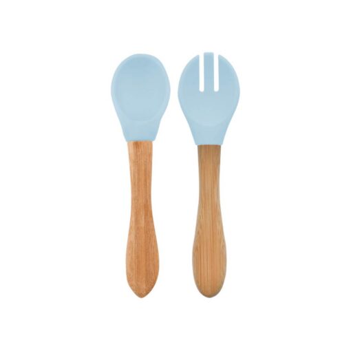 Minikoioi Dig In Spoon & Fork with Bambo Handle - Mineral Blue