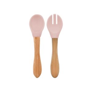 Minikoioi Dig In Spoon & Fork with Bambo Handle - Pinky Pink