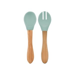 Minikoioi Dig In Spoon & Fork with Bambo Handle - River Green