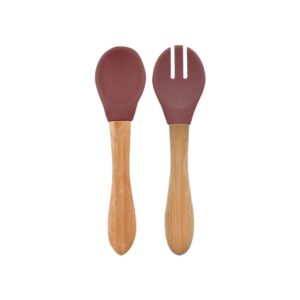 Minikoioi Dig In Spoon & Fork with Bambo Handle - Velvet Rose
