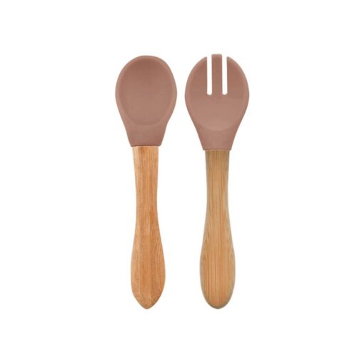 Dig-In-Spoon-Fork-Set-WoodyBrown Minikoioi Dig In Spoon & Fork with Bambo Handle - Woody Brown