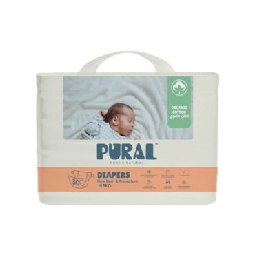 Pural Organic Cotton Newborn & Premature (Up to 3kg) - 30 Diapers