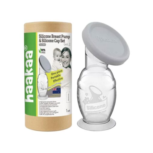 Haakaa Silicone Breast Pump & Silicone Cap Set - 100ml